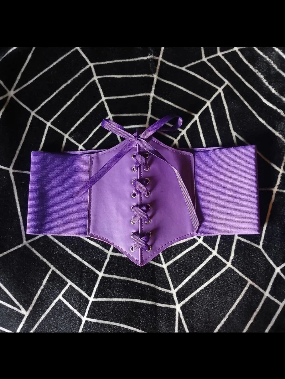 Purple Faux Leather Elastic Corset Belt